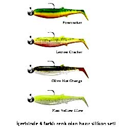 Savage Gear Cannibal Shad 8cm 5gr+7.5gr #2/0 Dark Water 4+4 Adet Silikon Seti
