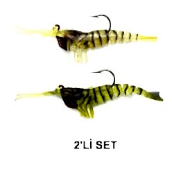 Captain 3048 Magic Shrimp 2li Set 3D 5cm 3.7gr Silikon Karides Yem