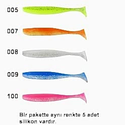Captain 3075 Shad Tail Soft 10cm 4.7gr 5'li Paket Silikon Yem İğnesiz