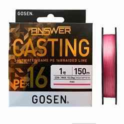 Gosen X16 Casting Answer 1PE-0.165mm 16 Örgü Spin İpi 150mt Pink