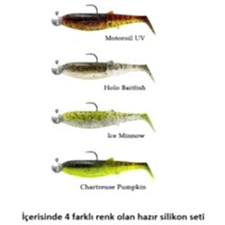 Savage Gear Cannibal Shad 12.5cm 20gr+12.5gr #5/0 Clear Water 4+4 Adet Silikon Seti